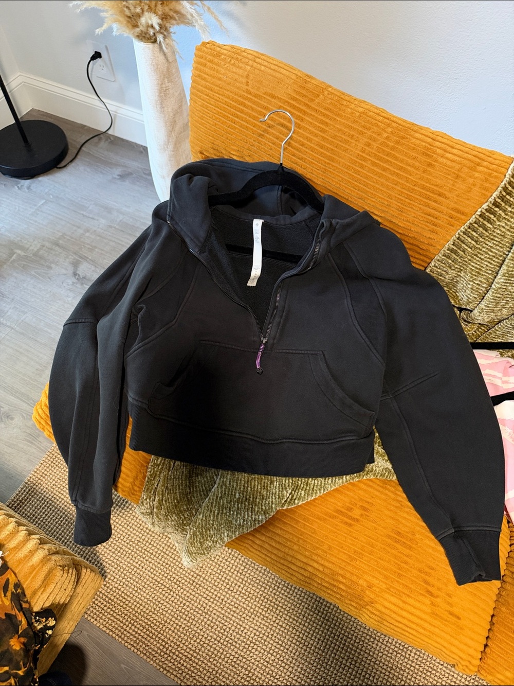 lululemon athletica Black Half-Zip Hooded Crew Sweatshirt